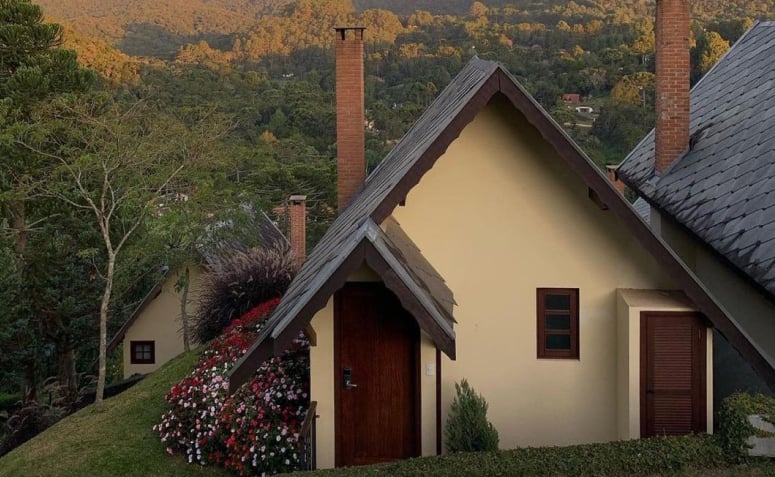 Chalé visto do lado de fora em monte Verde