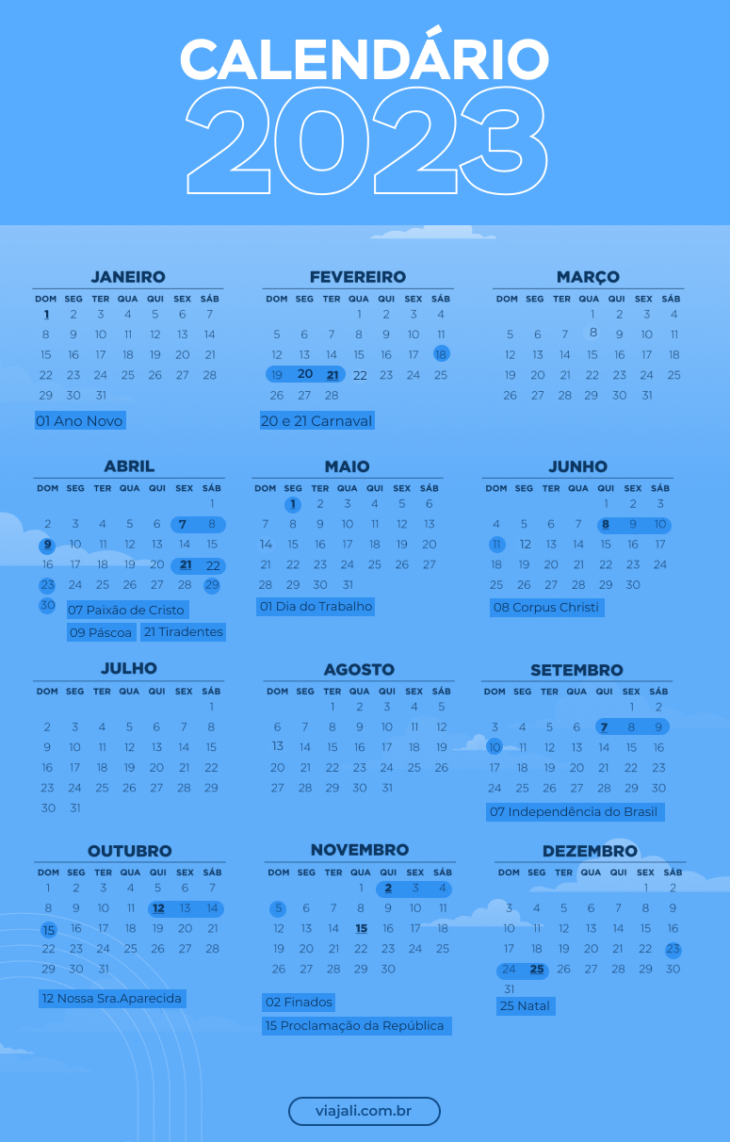 FERIADOS 2023 calendário completo com os dias emendados FERIADOS 2023 calendário completo com os dias emendados