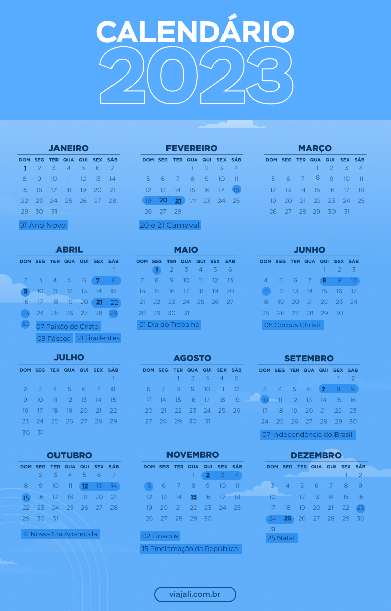 calendário de feriados 2023